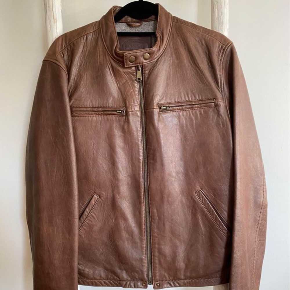 Fossil Cafe Racer Leather Jacket Large
